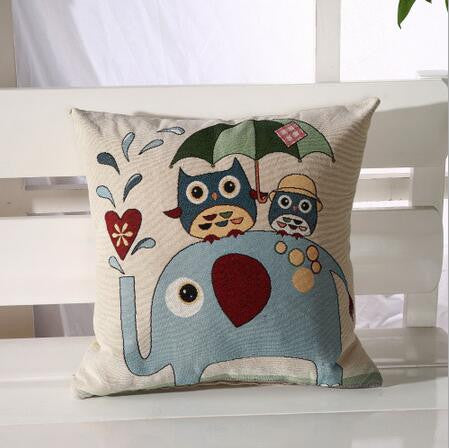Owl Printed Linen Cushion For Sofa Decorative Throw Cotton Sofa Decor Couch B0-Dollar Bargains Online Shopping Australia