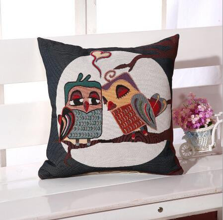 Owl Printed Linen Cushion For Sofa Decorative Throw Cotton Sofa Decor Couch B0-Dollar Bargains Online Shopping Australia