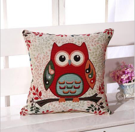 Owl Printed Linen Cushion For Sofa Decorative Throw Cotton Sofa Decor Couch B0-Dollar Bargains Online Shopping Australia