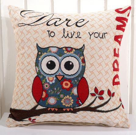 Owl Printed Linen Cushion For Sofa Decorative Throw Cotton Sofa Decor Couch B0-Dollar Bargains Online Shopping Australia