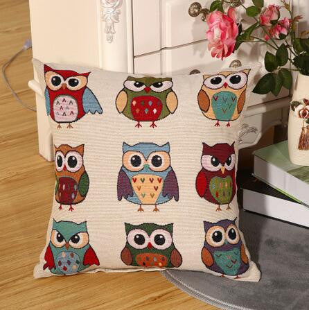 Owl Printed Linen Cushion For Sofa Decorative Throw Cotton Sofa Decor Couch B0-Dollar Bargains Online Shopping Australia