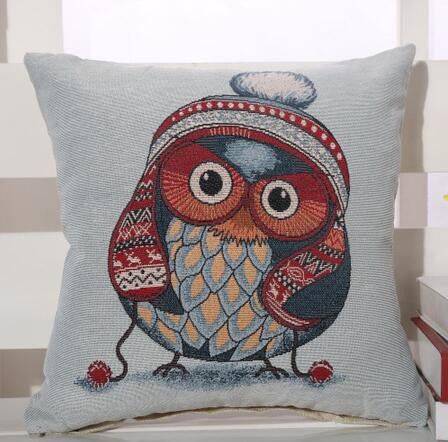 Owl Printed Linen Cushion For Sofa Decorative Throw Cotton Sofa Decor Couch B0-Dollar Bargains Online Shopping Australia