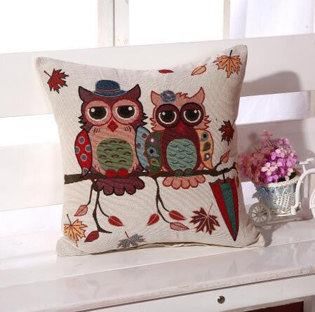 Owl Printed Linen Cushion For Sofa Decorative Throw Cotton Sofa Decor Couch B0-Dollar Bargains Online Shopping Australia