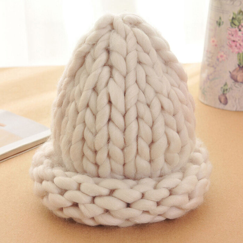 Women Winter Warm Hat Handmade Knitted Coarse Lines Cable Hats Knit Cap Candy Color Beanie Crochet Caps Women Accessories - CelebritystyleFashion.com.au online clothing shop australia