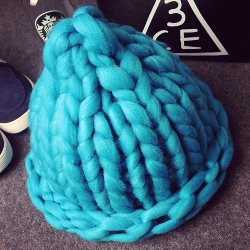 Women Winter Warm Hat Handmade Knitted Coarse Lines Cable Hats Knit Cap Candy Color Beanie Crochet Caps Women Accessories - CelebritystyleFashion.com.au online clothing shop australia
