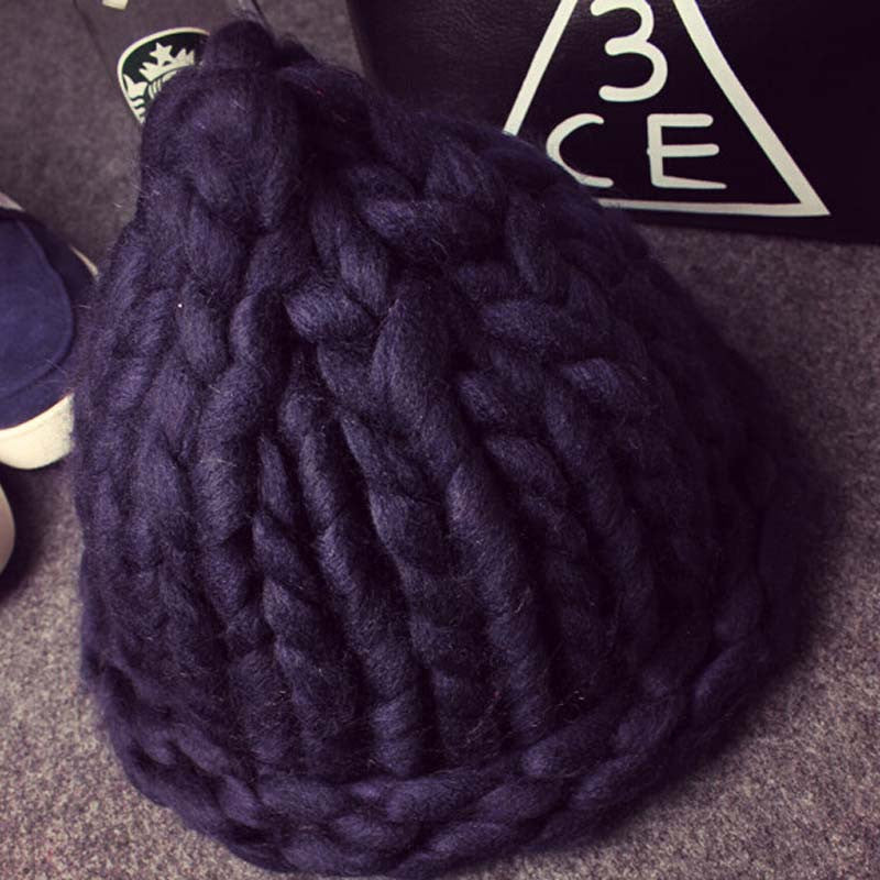 Women Winter Warm Hat Handmade Knitted Coarse Lines Cable Hats Knit Cap Candy Color Beanie Crochet Caps Women Accessories - CelebritystyleFashion.com.au online clothing shop australia