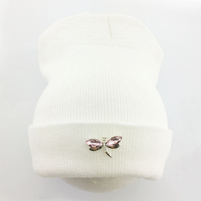 Dragonfly Crystal Accessory Beanie Hat For Women, Hip Hop Cute Hats Winter Caps Female Beanies bonnet - CelebritystyleFashion.com.au online clothing shop australia