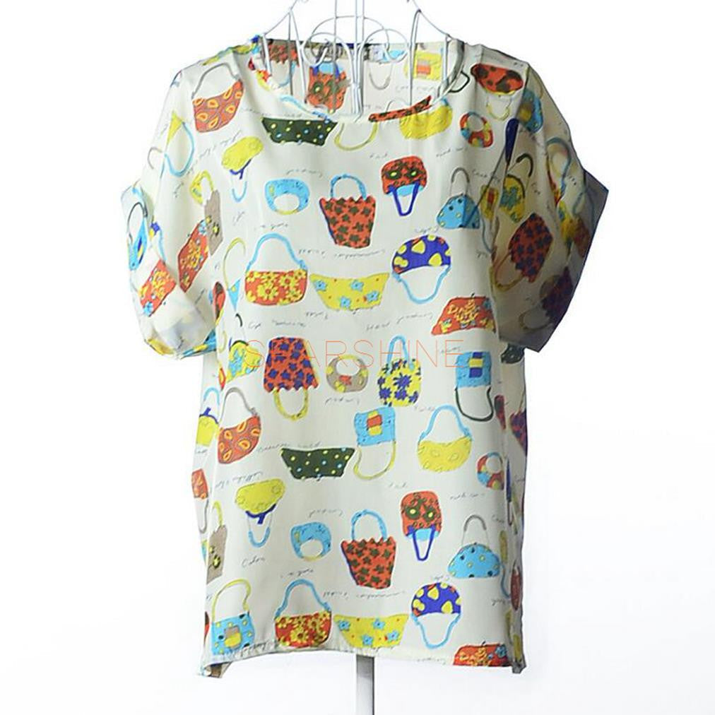 Women Blouses Chiffon Shirt Women Plus Size Short Sleeve Women Tops Batwing Summer-Dollar Bargains Online Shopping Australia