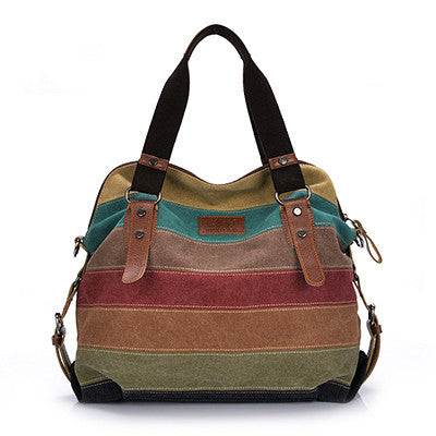 Canvas Bag Tote Striped Women Handbags Patchwork Women Shoulder Bag Fashion Sac a Main Femme De Marque Casual Bolsos Mujer-Dollar Bargains Online Shopping Australia