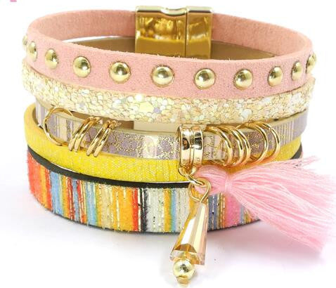 leather bracelet 6 color bracelets winter charm bracelets Bohemian bracelets&bangles for women Christmas gift B1627 - CelebritystyleFashion.com.au online clothing shop australia