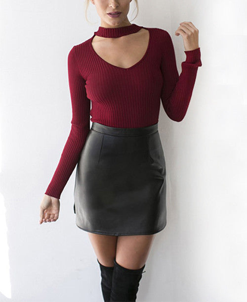 Sexy Autumn Winter Casual Fashion V-Neck Long Sleeve Knit Knitwear Sweater Women Top S-XL-Dollar Bargains Online Shopping Australia