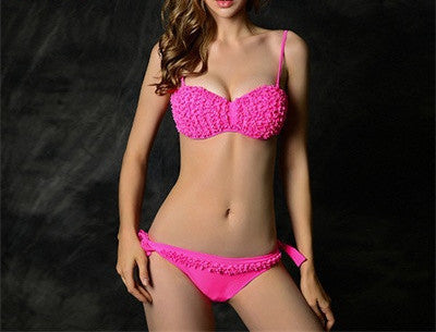 4 Colors Sexy Two Piece Swimsuit For Women Bandeau Bikini Set Push Up Summer Style Flower Brazilian Swimwear Women - CelebritystyleFashion.com.au online clothing shop australia