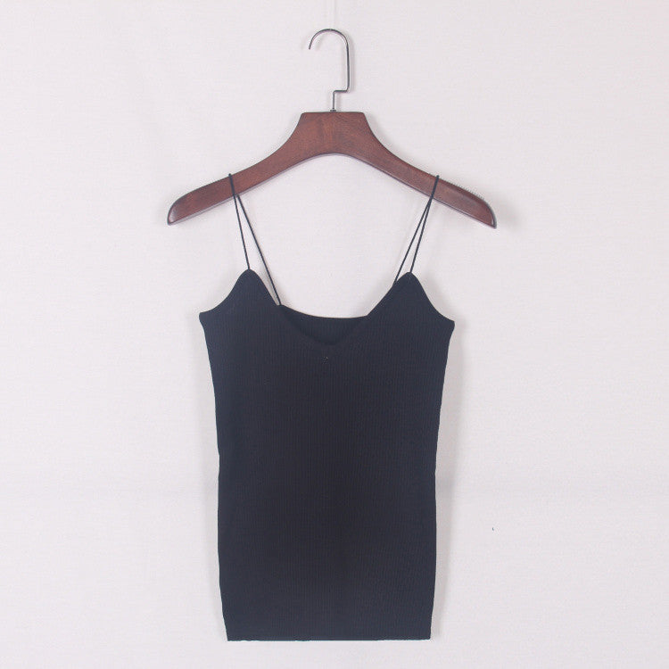 Women Summer Elastic Slim Sleeveless Spaghetti Strap Vest Casual Camis Base Crochet Knit Tank Tops-Dollar Bargains Online Shopping Australia