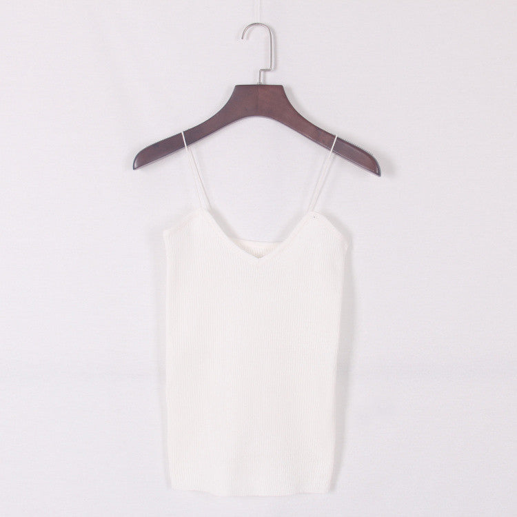 Women Summer Elastic Slim Sleeveless Spaghetti Strap Vest Casual Camis Base Crochet Knit Tank Tops-Dollar Bargains Online Shopping Australia