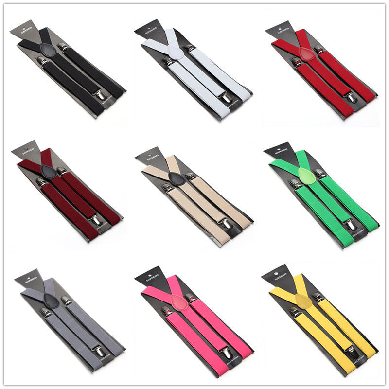 Fashion Women Men's Unisex Clip-on Braces Elastic Slim Suspender 1Inch Wide 36 colors Y-Back Suspenders Male Pants Jeans Braces - CelebritystyleFashion.com.au online clothing shop australia