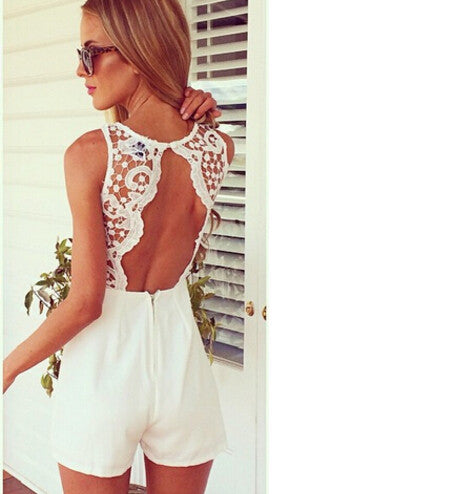 Arrival Tank Slim Women's bodycon jumpsuit With Lace Patchwork playsuit Sleeveless shorts coveralls Macacaos J2314-Dollar Bargains Online Shopping Australia