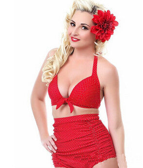 Push up High Waist Swimsuit Women Bathing Suit Padded Bikini set Retro Beachwear Plus Size Swimwear - CelebritystyleFashion.com.au online clothing shop australia