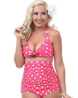Push up High Waist Swimsuit Women Bathing Suit Padded Bikini set Retro Beachwear Plus Size Swimwear - CelebritystyleFashion.com.au online clothing shop australia
