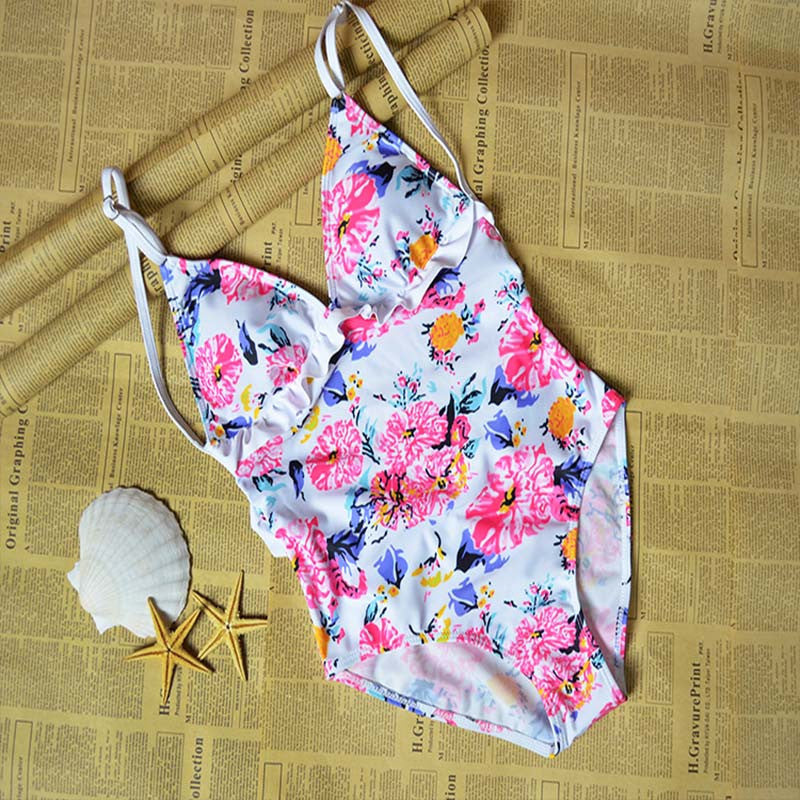 Sexy Floral Print Strap One Piece Swimsuit Biquini High Waist Swimwear Bodysuit Leotard Monokinis Women Bathing Suit - CelebritystyleFashion.com.au online clothing shop australia