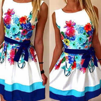 Micky Arrival Women Fashion Print Dress Retro O Neck Printing Sleeveless Women Dress Sexy Party Dresses vestidos Large Size-Dollar Bargains Online Shopping Australia