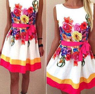 Micky Arrival Women Fashion Print Dress Retro O Neck Printing Sleeveless Women Dress Sexy Party Dresses vestidos Large Size-Dollar Bargains Online Shopping Australia