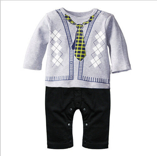 Newborn Baby Rompers Cotton Gentleman Infant Boys Clothes Tie Bow Toddler Kids One-Pieces Jumpsuits for 0-18M - CelebritystyleFashion.com.au online clothing shop australia