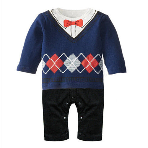 Newborn Baby Rompers Cotton Gentleman Infant Boys Clothes Tie Bow Toddler Kids One-Pieces Jumpsuits for 0-18M - CelebritystyleFashion.com.au online clothing shop australia