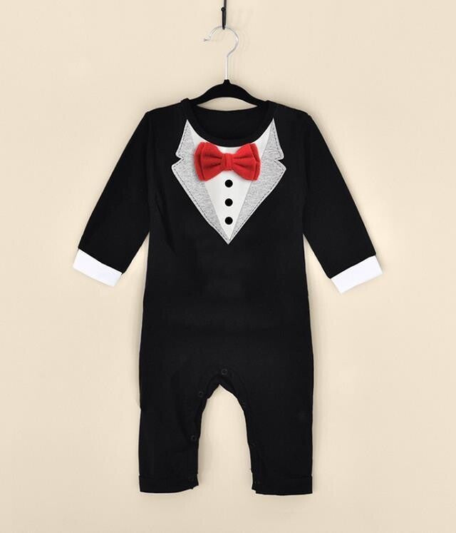 Newborn Baby Rompers Cotton Gentleman Infant Boys Clothes Tie Bow Toddler Kids One-Pieces Jumpsuits for 0-18M - CelebritystyleFashion.com.au online clothing shop australia