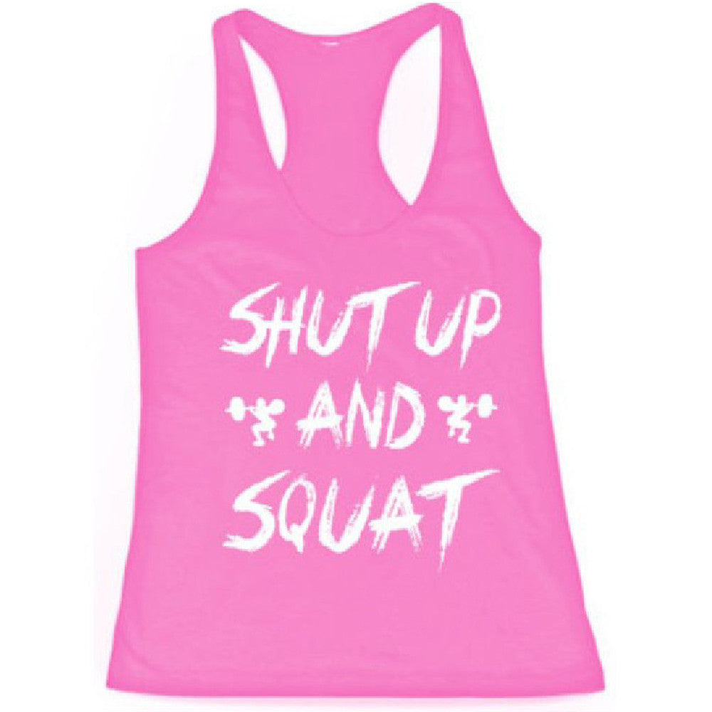 Women Fashion Workout Tank Top Summer Sleeveless Letter Print Shirt Clothes Fitness Vest Plus Size Free Shipping - CelebritystyleFashion.com.au online clothing shop australia