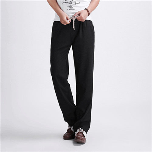 Men's casual pants New Men's solid color linen casual trousers Stylish and comfortable large size men straight trousers - CelebritystyleFashion.com.au online clothing shop australia