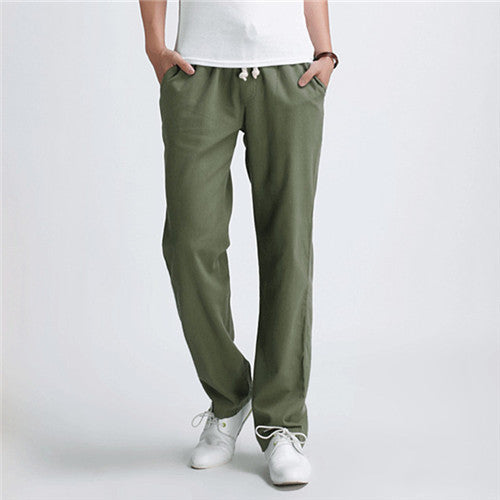 Men's casual pants New Men's solid color linen casual trousers Stylish and comfortable large size men straight trousers - CelebritystyleFashion.com.au online clothing shop australia