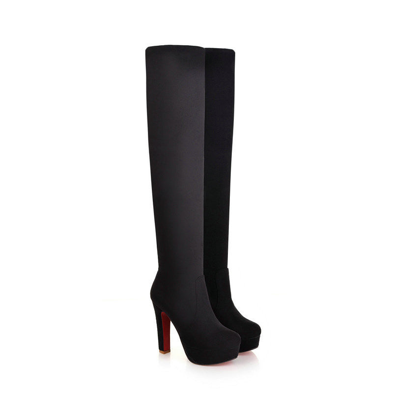 VALLKIN Women Suede Sexy Fashion Over the Knee Boots Sexy Thin High Heel Boots Platform Woman Shoes Black Blue size 34-43-Dollar Bargains Online Shopping Australia