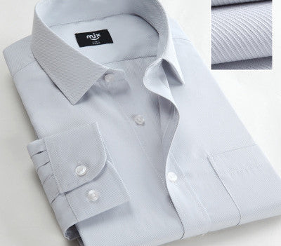 Striped no iron male shirt patchwork mens dress shirts long sleeve slim fit men clothing blue dress shirt size S-4XL - CelebritystyleFashion.com.au online clothing shop australia