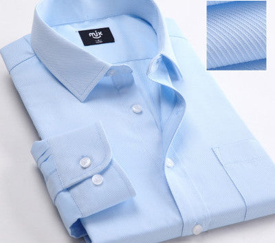 Striped no iron male shirt patchwork mens dress shirts long sleeve slim fit men clothing blue dress shirt size S-4XL - CelebritystyleFashion.com.au online clothing shop australia