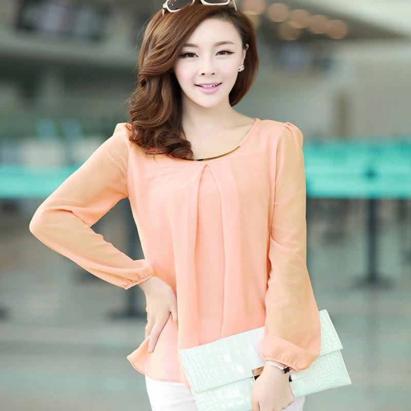 Sequins O-Neck Elastic Cuff Shirt for Spring Autumn Blouse Tops Chiffon shirt-Dollar Bargains Online Shopping Australia