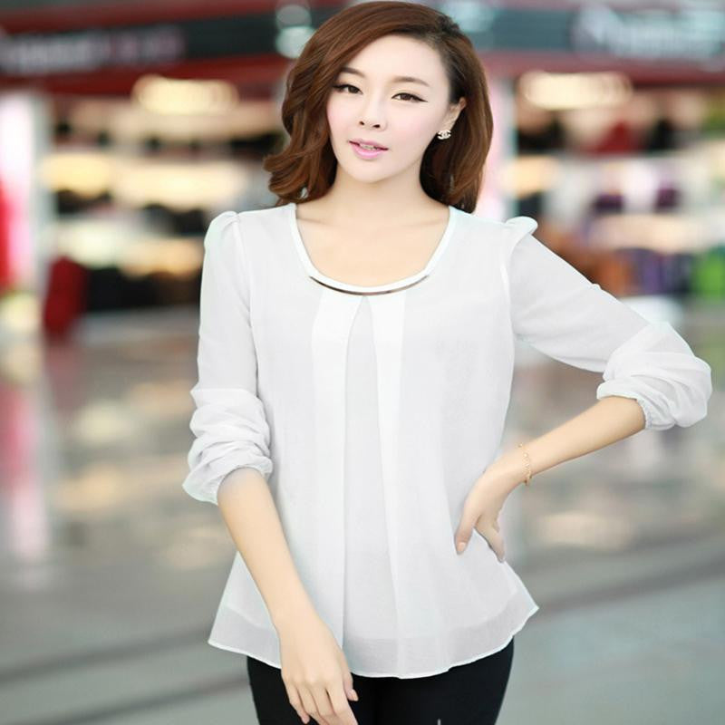 Sequins O-Neck Elastic Cuff Shirt for Spring Autumn Blouse Tops Chiffon shirt-Dollar Bargains Online Shopping Australia