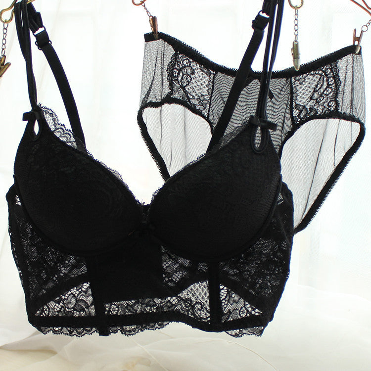 Sexy female deep V-neck sweet push up underwear women's 5 breasted lace bra cover set fresh crochet broadside lingerie set-Dollar Bargains Online Shopping Australia