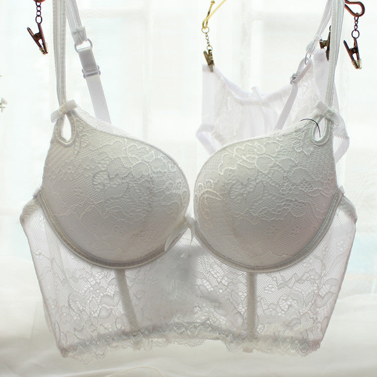 Sexy female deep V-neck sweet push up underwear women's 5 breasted lace bra cover set fresh crochet broadside lingerie set-Dollar Bargains Online Shopping Australia