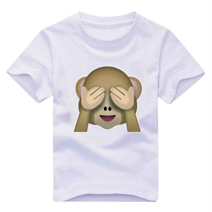 Emoji monkey alien smile lip Print Kids t shirt Boy Girl shirt Casual Children Toddler Clothes Funny Top Tees White Gift ZT-6 - CelebritystyleFashion.com.au online clothing shop australia