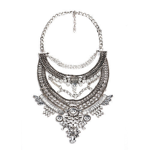 Collar ZA Necklaces & Pendants Vintage Crystal Maxi Choker Statement Silver Collier Femme Boho Big Fashion Women Jewellery - CelebritystyleFashion.com.au online clothing shop australia