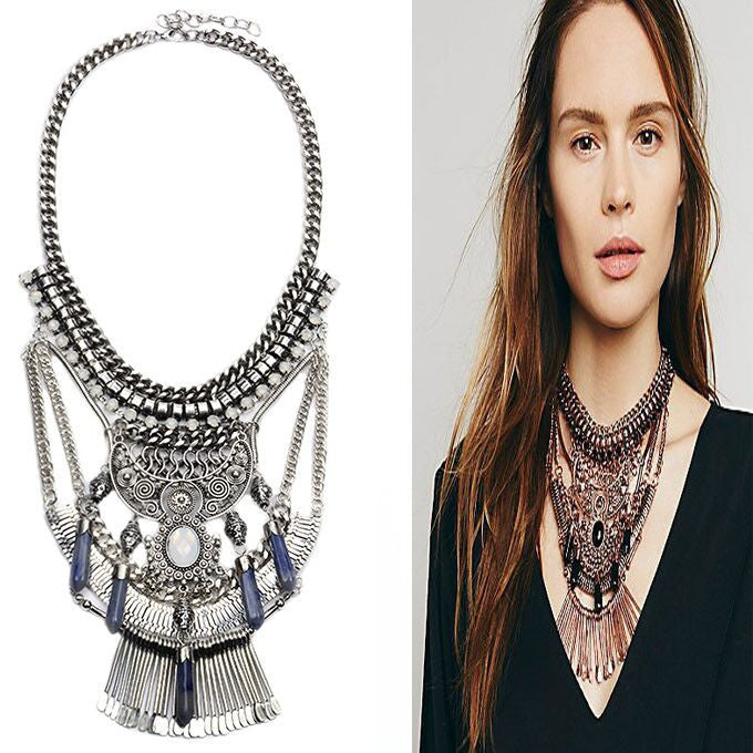 Collar ZA Necklaces & Pendants Vintage Crystal Maxi Choker Statement Silver Collier Femme Boho Big Fashion Women Jewellery - CelebritystyleFashion.com.au online clothing shop australia