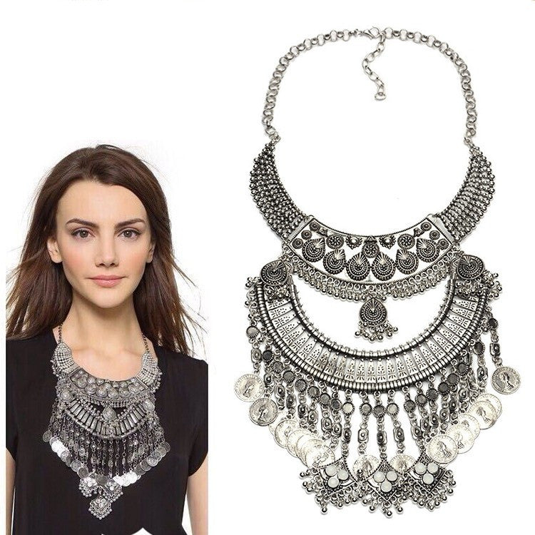 Collar ZA Necklaces & Pendants Vintage Crystal Maxi Choker Statement Silver Collier Femme Boho Big Fashion Women Jewellery - CelebritystyleFashion.com.au online clothing shop australia