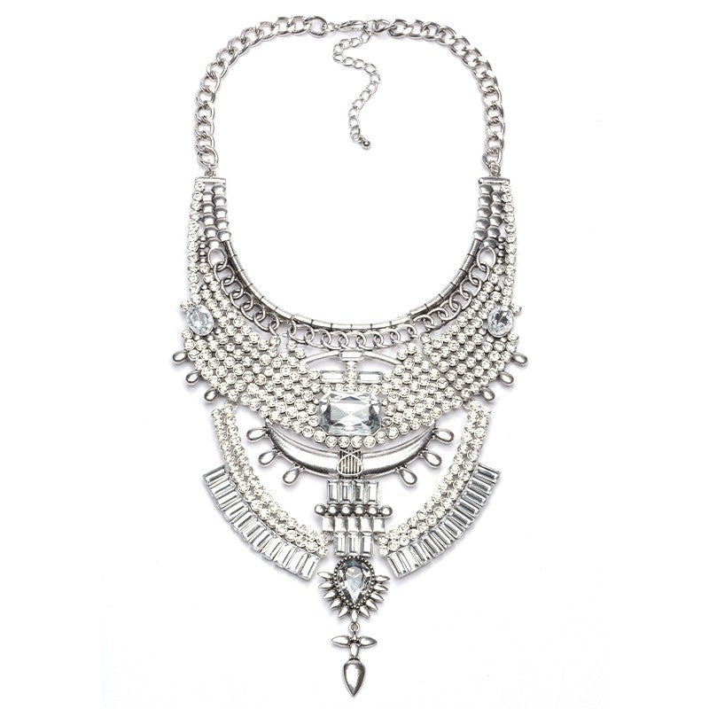 Collar ZA Necklaces & Pendants Vintage Crystal Maxi Choker Statement Silver Collier Femme Boho Big Fashion Women Jewellery - CelebritystyleFashion.com.au online clothing shop australia