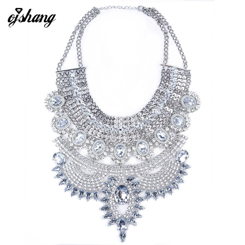 Collar ZA Necklaces & Pendants Vintage Crystal Maxi Choker Statement Silver Collier Femme Boho Big Fashion Women Jewellery - CelebritystyleFashion.com.au online clothing shop australia