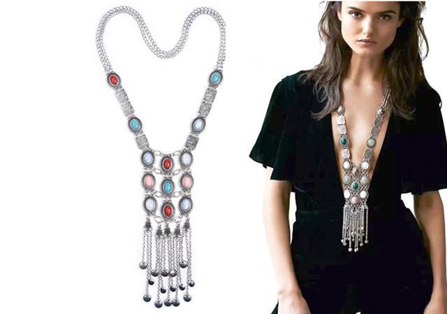 Collar ZA Necklaces & Pendants Vintage Crystal Maxi Choker Statement Silver Collier Femme Boho Big Fashion Women Jewellery - CelebritystyleFashion.com.au online clothing shop australia