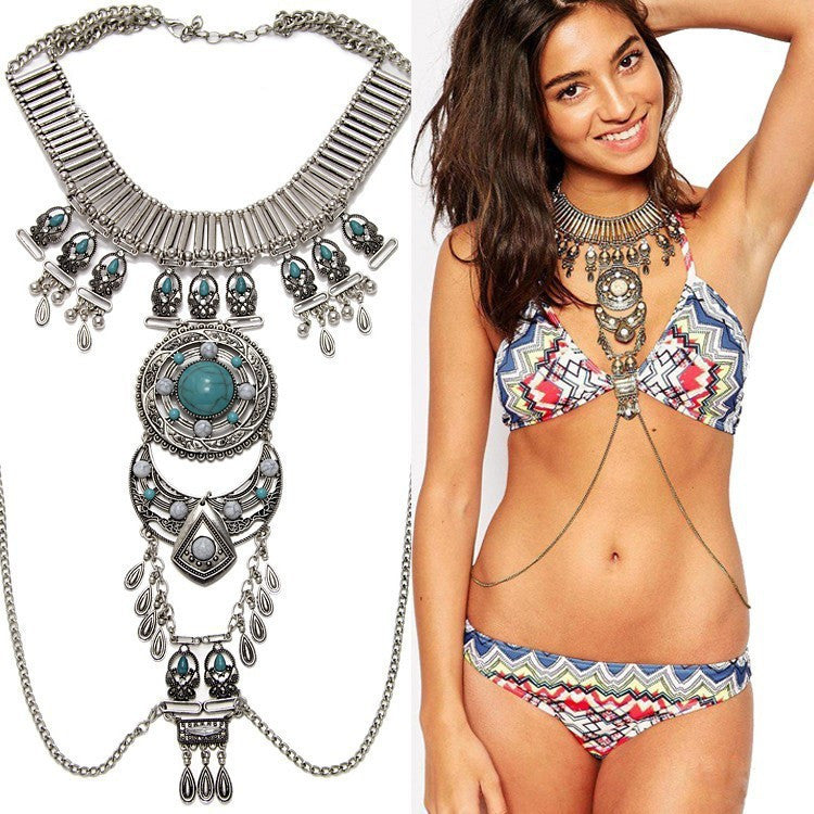 Collar ZA Necklaces & Pendants Vintage Crystal Maxi Choker Statement Silver Collier Femme Boho Big Fashion Women Jewellery - CelebritystyleFashion.com.au online clothing shop australia