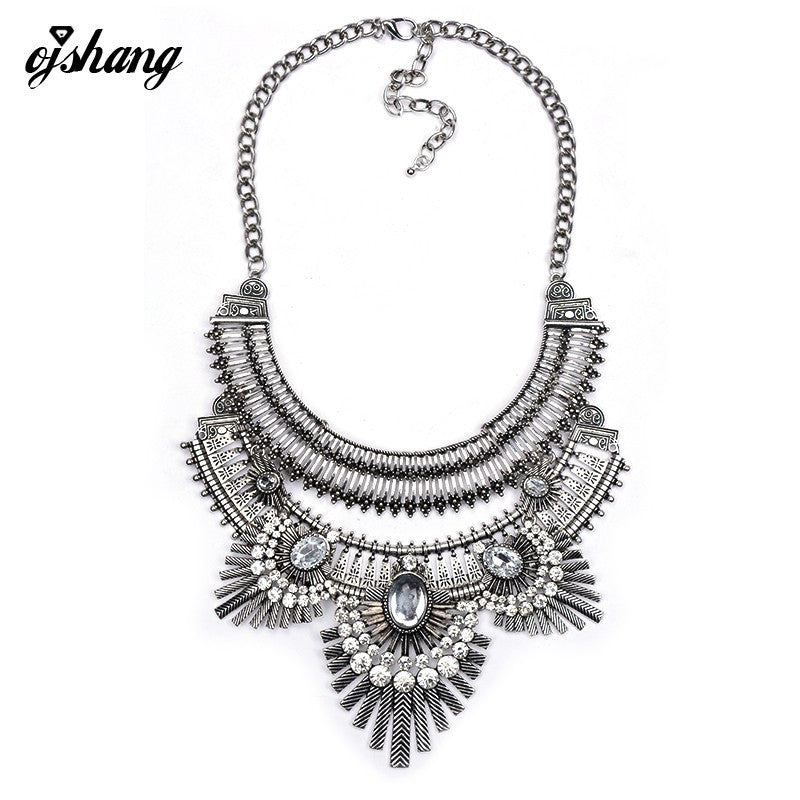 Collar ZA Necklaces & Pendants Vintage Crystal Maxi Choker Statement Silver Collier Femme Boho Big Fashion Women Jewellery - CelebritystyleFashion.com.au online clothing shop australia