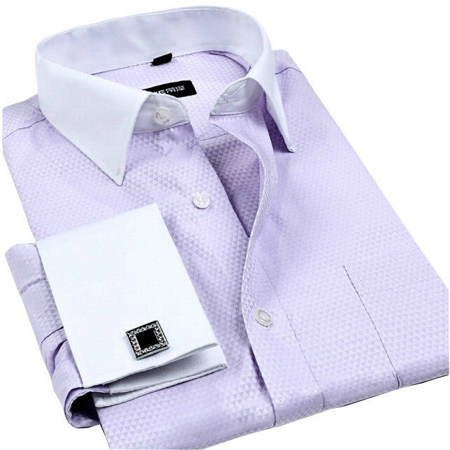 New Cufflinks Men Dress Shirts Fashion Formal Business Wedding French Cuff Stripe Shirts T0025 - CelebritystyleFashion.com.au online clothing shop australia