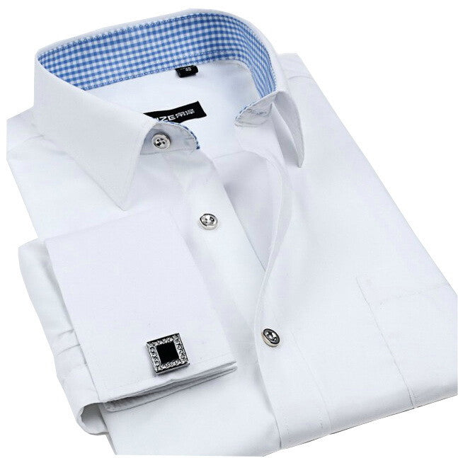 New Cufflinks Men Dress Shirts Fashion Formal Business Wedding French Cuff Stripe Shirts T0025 - CelebritystyleFashion.com.au online clothing shop australia