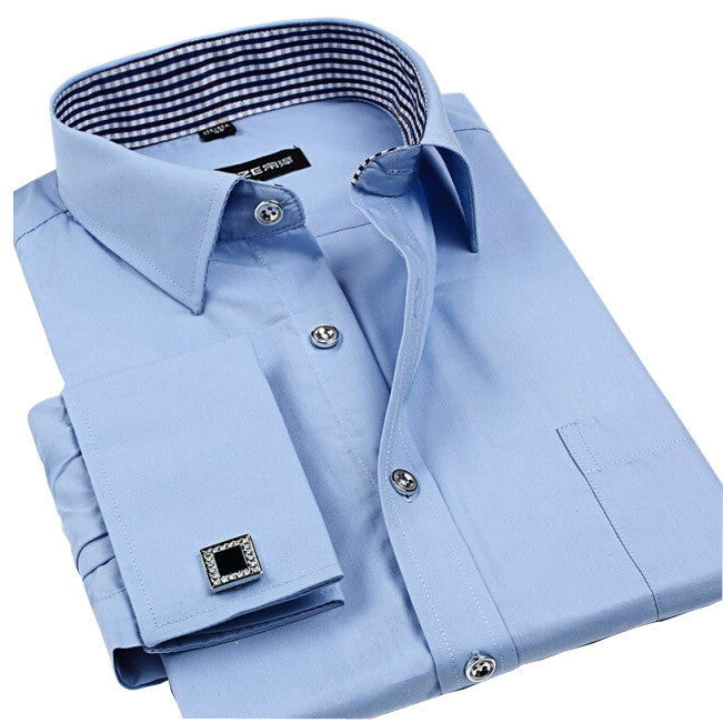 New Cufflinks Men Dress Shirts Fashion Formal Business Wedding French Cuff Stripe Shirts T0025 - CelebritystyleFashion.com.au online clothing shop australia